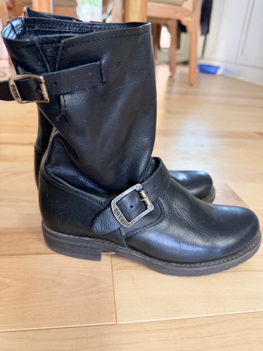 Frye Veronica Short Black Leather Moto Boots Size 6 Women's Slouchy Fall Boot
